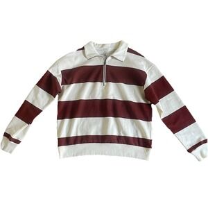 Nina Britton Haven Quarter Zip Fleece Swearshirt Medium Striped Stitch Fix NWT